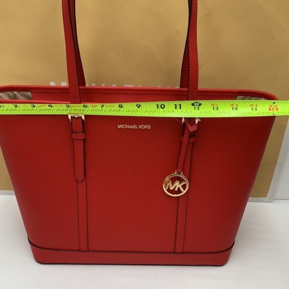MICHAEL KORS JET SET TRAVEL LARGE TOP ZIP SHOULDER TOTE FLAME